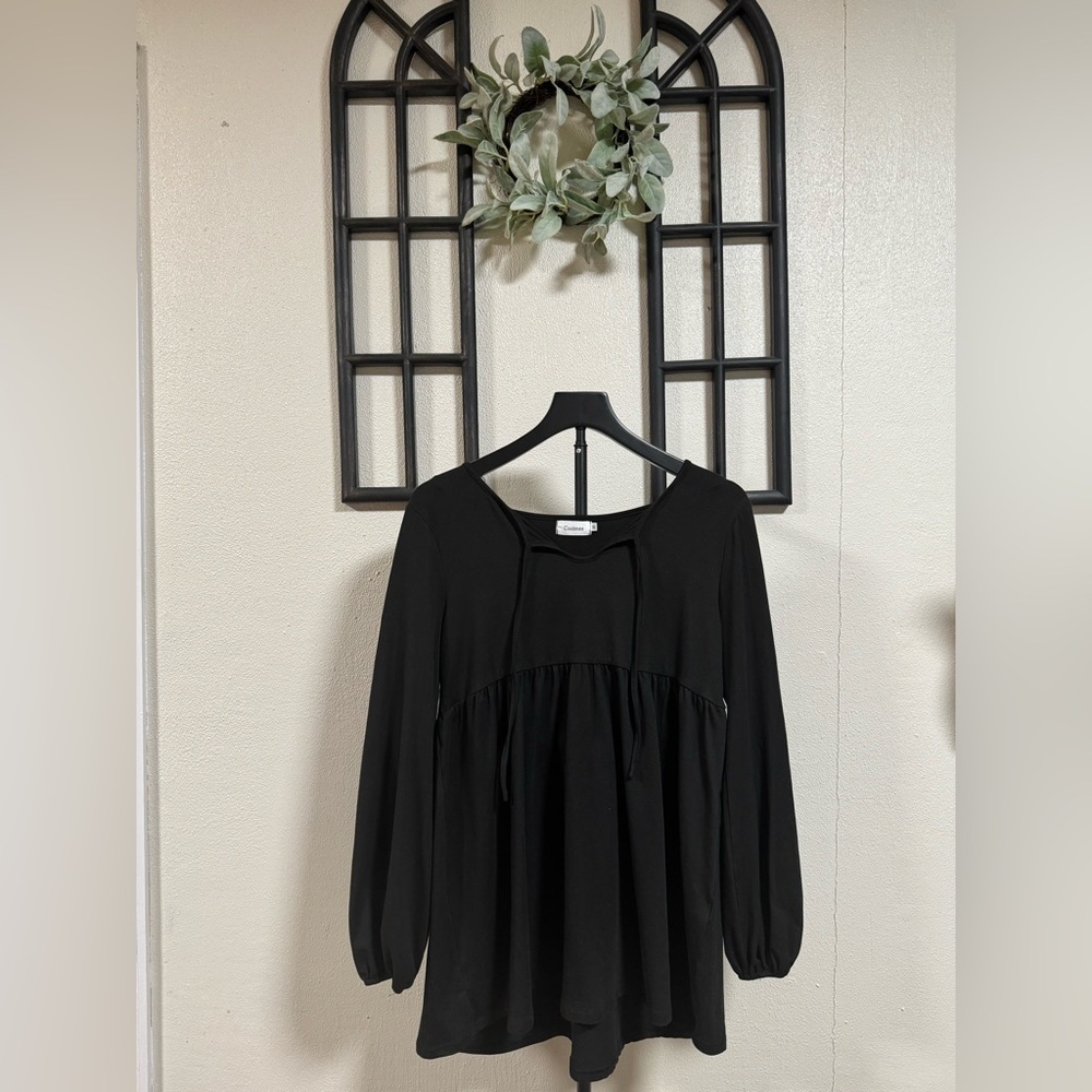 EUC Women’s Maternity Babydoll Style Coolme Black Long sleeve Top